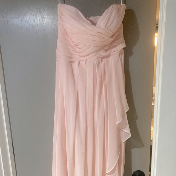 long bridesmaid dresses under 100 Simple Sheath Ruffles Long Dusty Blue Bridesmaid Dresses under 100 Custom Size / Same as Picture main image 1